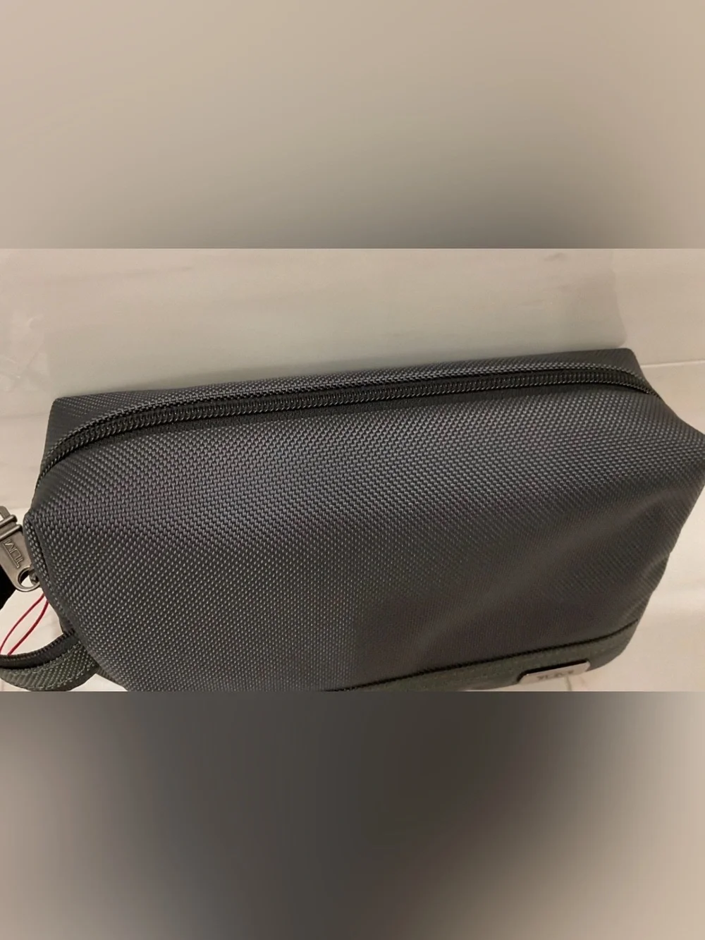 NEW - TUMI Ballistic Nylon Zippered Medium Kit Pouch - Cosmetic Bag - SEAL GRAY